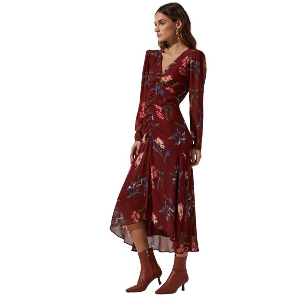 ASTR the Label high low ruched front midi dress, size medium